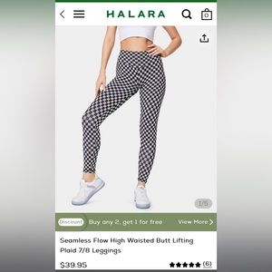 Halara ruched butt leggings. Black and white checkered